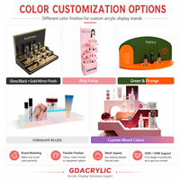 Support d'affichage cosmétique en acrylique LED personnalisé à 3 niveaux pour comptoir, présentoir de maquillage, de parfums et de soins de la peau avec logo