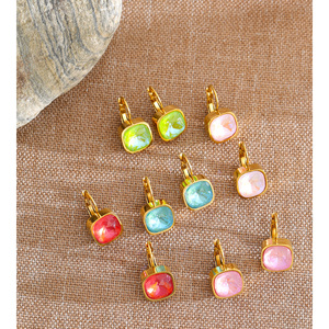 JINYOU 3714, Nuevos Aretes Cuadrados de Cristal Multicolor, Aretes Colgantes de Acero Inoxidable Chapados <span class=keywords><strong>en</strong></span> Oro, Joyería para Mujer - Product Image 2