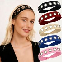 HZW-61279 Bandeau élastique ajouré à œillets pour femme, large, style Y2K Punk Grunge, à œillets tendance