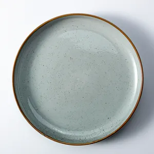 Dishes Plates Ceramic Porcelain Dinner European Flat 8.25" 10.25" 12 Inch Modern Grey Ceramic Round Steak Dinner Porcelain Plate Dishes For Restaurant Hotel In Stock