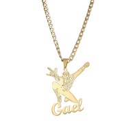 Collier pendentif basketball personnalisé en or plaqué or avec nom, chaîne en acier inoxydable, bijoux pour dropshipping POD