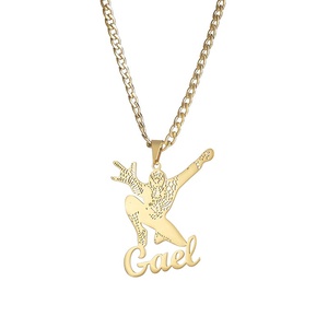 Dropshipping POD Gold Plated Name Custom Name Gold Plated Basketball Pendant <b>Necklace</b> <b>Chain</b> Stainless Steel Jewelry - Product Image 4