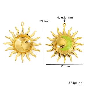 Sun And <b>Moon</b> Pendant 18K Gold Plated Stainless Steel Jewelry Findings For DIY Necklace <b>Earrings</b> Accessories - Product Image 2