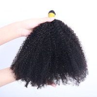 Extensions de cheveux en mèches afro bouclées mongoles, extensions de cheveux vierges en vrac, 3B 3C, extensions de cheveux humains à pointes I, noires pour femmes