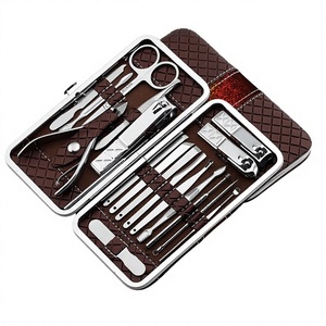 Professional Luxurious <b>Manicure</b> Pedicure Stainless Steel 18-in-1 Grooming <b>Kit</b> Nail Clippers Scissors for Thick Nails Portable - Product Image 4