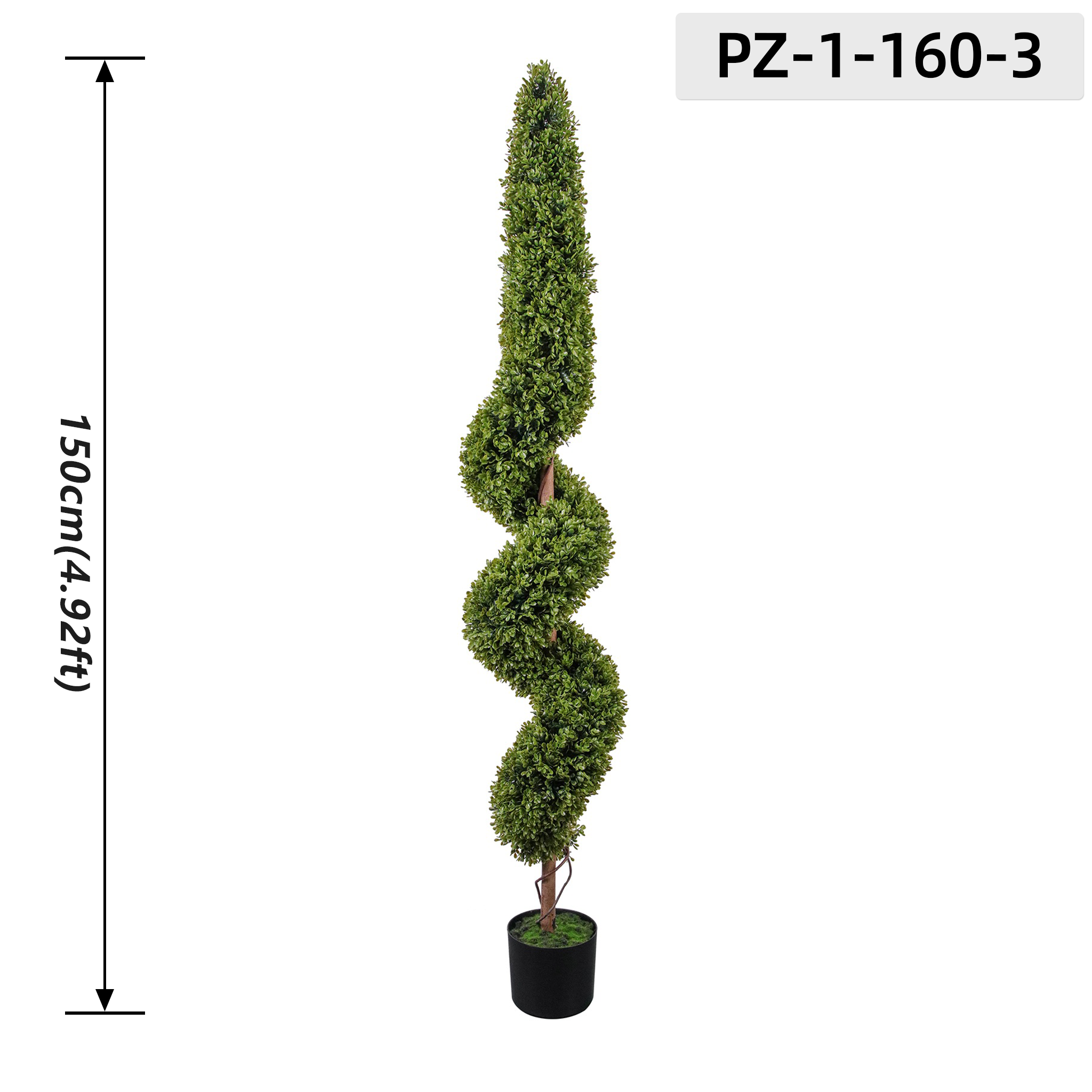 Light Fresh Green Slim Taper Spiral Topiary (150cm / 4.92ft)