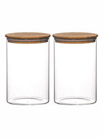 Nouveauté Pot de conservation alimentaire en verre borosilicate de grande capacité portable avec couvercle en bambou pour le camping et la cuisine
