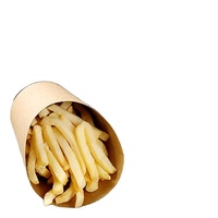 Gobelet à frites en papier kraft jetable, résistant à l'huile, pour frites, cornets à collation à emporter, avec logo personnalisé pour restaurant de restauration rapide