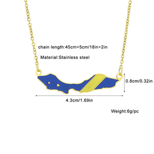 Curacao mapa bandera colgante collar de acero inoxidable Collier en Acier inoxydable avec pendentif Drapeau de <span class=keywords><strong>La</strong></span> carte du Curacao - Product Image 4
