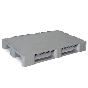 Schwerlastpalette Im Euromaß Mit 3 Kufen Und Sicherungsrand, LxBxH 1200x800x155 Mm, Oberdeck Geschlossen, Grau, Mindestabnahmeme - Product Image 1