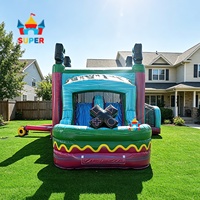 Structure gonflable de qualité commerciale avec toboggan double piste, coloris marbré, pour événements, jardins et locations de fêtes