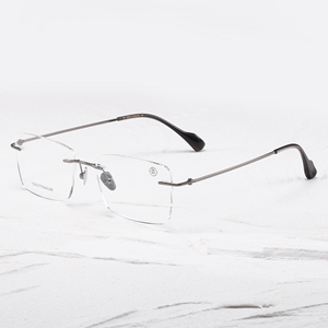 Monturas de Gafas de Titanio Rectangulares Semi-Sin Montura, Color Sólido, Ligeras, Unisex, para Adultos, Corrección de Visión, Lentes Anti-UV CR-39 - Product Image 2