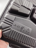 Boîte à hamburger jetable à emporter, 8x8 pouces, 3 compartiments, en plastique, avec couvercle transparent noir