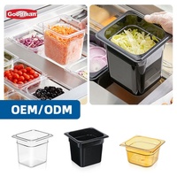 Goodman Keukenapparatuur Plastic PC Voedselbewaarbak Gastronorm GN Pan Transparant/Zwart 2.77L Aanpasbare Kleuren Hotel Buffet