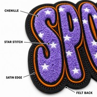 Nouveau design, vente en gros personnalisée, grandes broderies chenille Halloween effrayantes, patchs thermocollants brodés pour vêtements et sweats à capuche