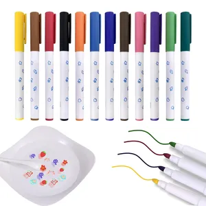12 видов цветов волшебная ручка для рисования, маркеры для белой доски, маркеры для обучения плавающей воде, красочная ручка с ложкой