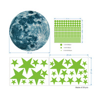 Autocollant fluorescent auto-adhésif lune lumineuse étoile rougeoyante décoration murale chambre d'enfant bricolage autocollant mural créatif