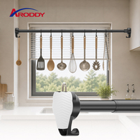 ARODDY Tringle à rideau à tension sans perçage, glisse fluide, 25 mm, 62,99-98,43 pouces, robuste, en acier au carbone, avec verrouillage interne et crochets