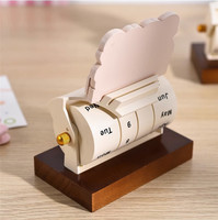 Drehbarer Mini-Holz-Tischkalender Moderner Ewiger Countdown-Erinnerungskalender mit Zeitmanagement-Funktionen