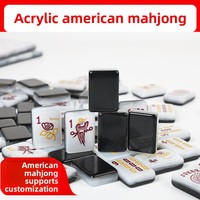 Juego de Mahjong Americano de Lujo QianYao en Mármol Blanco y Negro, Modelo 002, Fichas de Resina Resistentes a los Arañazos, para 4 Jugadores, Fiesta Familiar