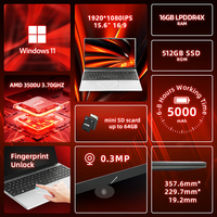 Ordinateur Portable de Bureau Abordable 15.6 Pouces AMD Ryzen 5 3500U 1920*1080 IPS, pour Étudiants, avec Windows 11 et Carte Graphique AMD 512 Go ROM