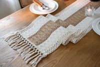 Chemin de table en lin bohème tricoté de 72 pouces avec pompons, durable pour la décoration de mariage et de la maison, en brun champêtre