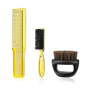 Ensemble de brosses à cheveux en plastique de type ionique à poignée en plastique, design de brosse à cheveux en crin de sanglier noir plaqué or, vente chaude, pour le nettoyage des cheveux à <span class=keywords><strong>domicile</strong></span> - Product Image 1