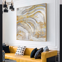 Peinture sur toile avec cadre flottant, moulures dorées, impression agate, art mural, peinture à l'huile abstraite personnalisée, paysage, aquarelle