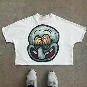 Camisetas de algodón 100% de lujo para hombre, camisetas gráficas recortadas cuadradas de alta calidad, ropa de calle Y2K estampada, ajuste de gran tamaño - Product Image 1