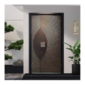Porte d'entrée extérieure principale moderne en aluminium noir, étanche, insonorisée, antivol, à battant unique, pour une sécurité renforcée - Product Image 1