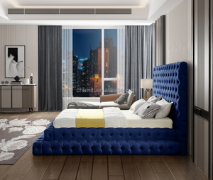 Fournisseur en gros pour l'Amérique du <span class=keywords><strong>Nord</strong></span>, cadre de lit Queen en tissu velours de qualité pour hôtel - Product Image 1