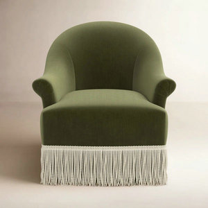 Chaise pivotante rembourrée en tissu à rayures de luxe haut de gamme avec garniture à franges Salon Élégance Tassel Accent Canapé Chaises pour hôtel - Product Image 5