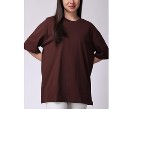 T-shirt personnalisé pour femme grande taille en coton épais, coupe courte, coupe oversize, motif uni, impression numérique 3D, broderie décontractée, logo - Product Image 6
