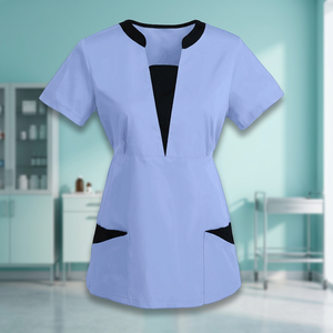 Conjuntos de uniformes médicos al por mayor 2023 para hombre y mujer, de manga corta, cuello en V, de gasa, para uso hospitalario, 100% fibra de bambú, con detección de agujas - Product Image 3