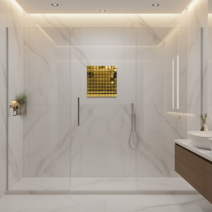 Piastrelle in Ceramica Dorato Effetto Metallo Lucido Design Moderno 30x30cm - Product Image 2