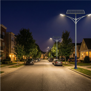 화뎅 분리형 이중 암 태양광 가로등 IP65 고속도로 야외 방수 LED 가로등 (태양광 패널 포함) - Product Image 3