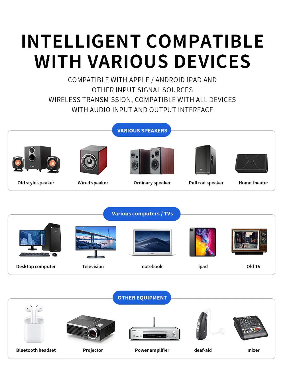 Adaptor Audio Bluetooth jarak jauh, penerima musik nirkabel HiFi, penerima Bluetooth 5.1 untuk Speaker Kabel atau streaming musik rumah