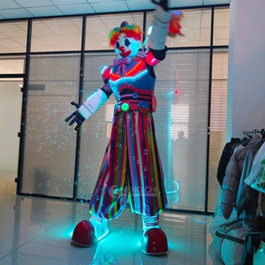 Costume de <span class=keywords><strong>robot</strong></span> clown LED pour marcheur sur échasses, tenue lumineuse pour performance scénique, carnaval, rave party, bar, boîte de nuit, danse LED - Product Image 4