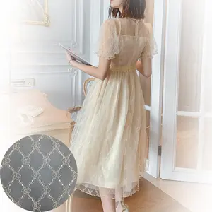 Nylon Goldfaden Stoff für Mode Kleid Brautkleid Material China Changle Hochwertiger Jacquard Stoff Braut stoff