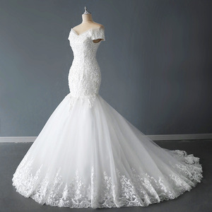 Off The Shoulder Mermaid Wedding Dress <b>White</b> <b>Lace</b> Sweetheart Neckline Vintage Style Train Gown - Product Image 2