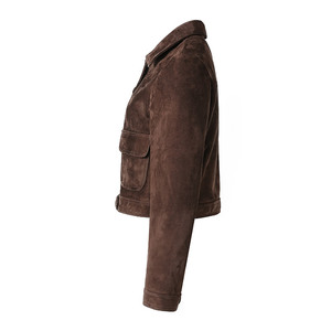 Jancoco Crop Length Genuine <strong>Leather</strong> <strong>Jackets</strong> Women High Quality Goat <strong>Suede</strong> <strong>Leather</strong> <strong>Jacket</strong> - Product Image 2