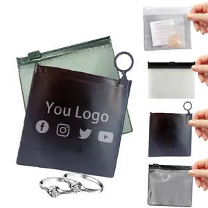 Bolsas de pvc impermeables con cremallera, accesorio negro esmerilado, para joyería, poliéster, con cremallera, logotipo personalizado con mango