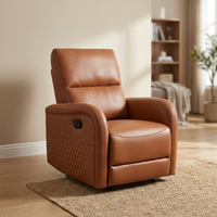 Sillón Reclinable de Cuero Moderno, Respaldo Sólido, Reclinación Manual, Mueble de Sala de Estar, Diseño Contemporáneo, Sillón de Descanso