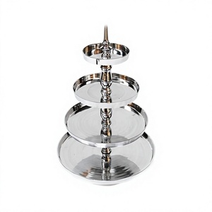 Support à dessert rond en acier inoxydable à quatre niveaux, taille personnalisée, pour gâteaux et pâtisseries, au prix le plus bas - Product Image 1