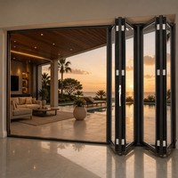 Porte en verre pliante en aluminium Meida, à rupture de pont thermique, cadre fin, double vitrage, luxe, pour patio résidentiel, fabricant en gros