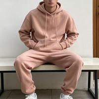 Hoodie dengan Lapisan Fleece Tebal, Set Hoodie dan Celana Panjang Oversize, Pesanan Khusus