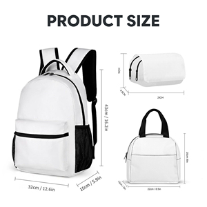 Conjunto <span class=keywords><strong>de</strong></span> Mochila <span class=keywords><strong>de</strong></span> Tres Piezas Geométrica Azul Claro con Cierre, Impermeable, <span class=keywords><strong>para</strong></span> Niños, con Lonchera Refrigerante a Juego, Impresión Personalizada - Product Image 2