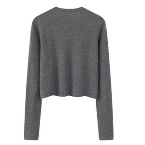 Autunno autunno Casual maglia girocollo Pullover da donna girocollo tinta unita morbido comodo tessuto sottile personalizzato con Logo frontale - Product Image 2