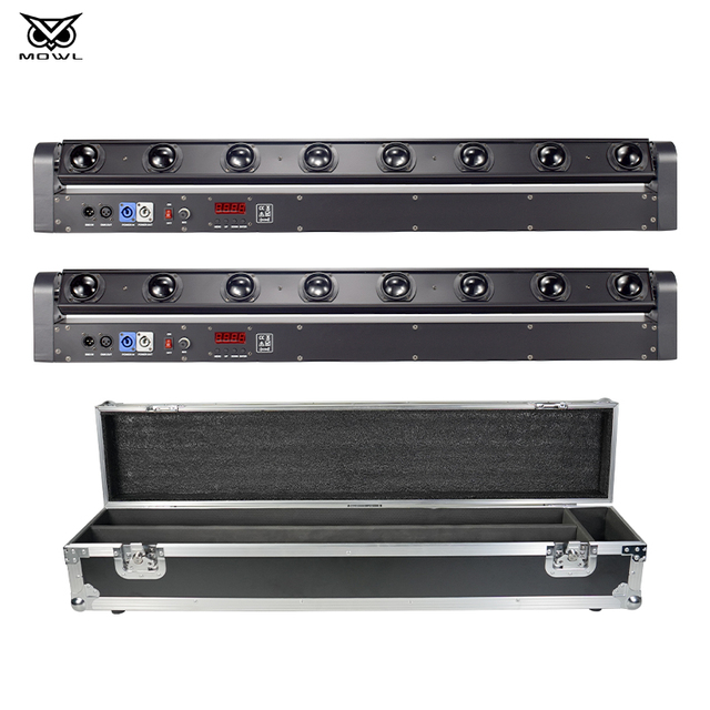 2 Pack 8 Eyes RGBW DMX Dj Bar LED Moving Head Bar Beam Light with Flight Case