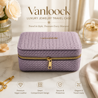 Étui de voyage pour bijoux de luxe, organiseur de bijoux en cuir vegan violet avec compartiments, protection sécurisée, cadeau élégant pour femmes